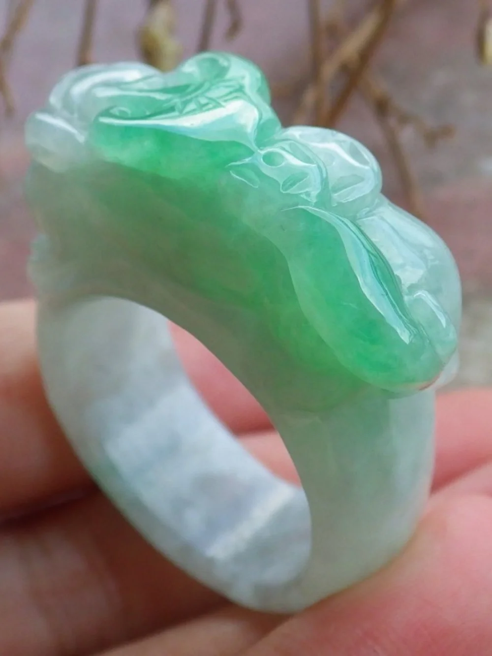 Certified Natural Myanmar Burma A JADE Jadeite Dragon Pi Xiu Ring US 12.75